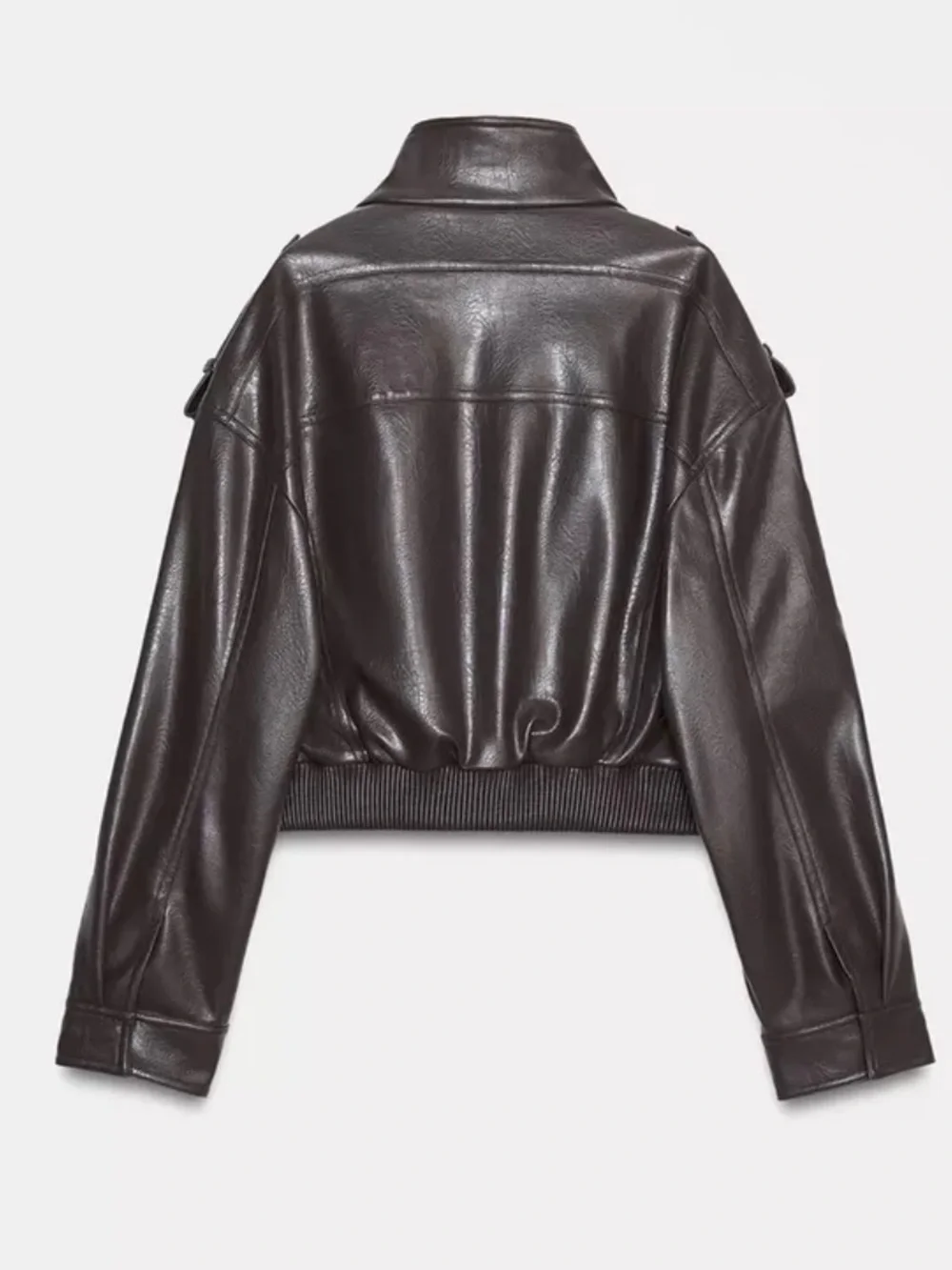 Zara Faux Leather Cargo Pocket Cropped Bomber Jacket size large - Picture 7 of 12